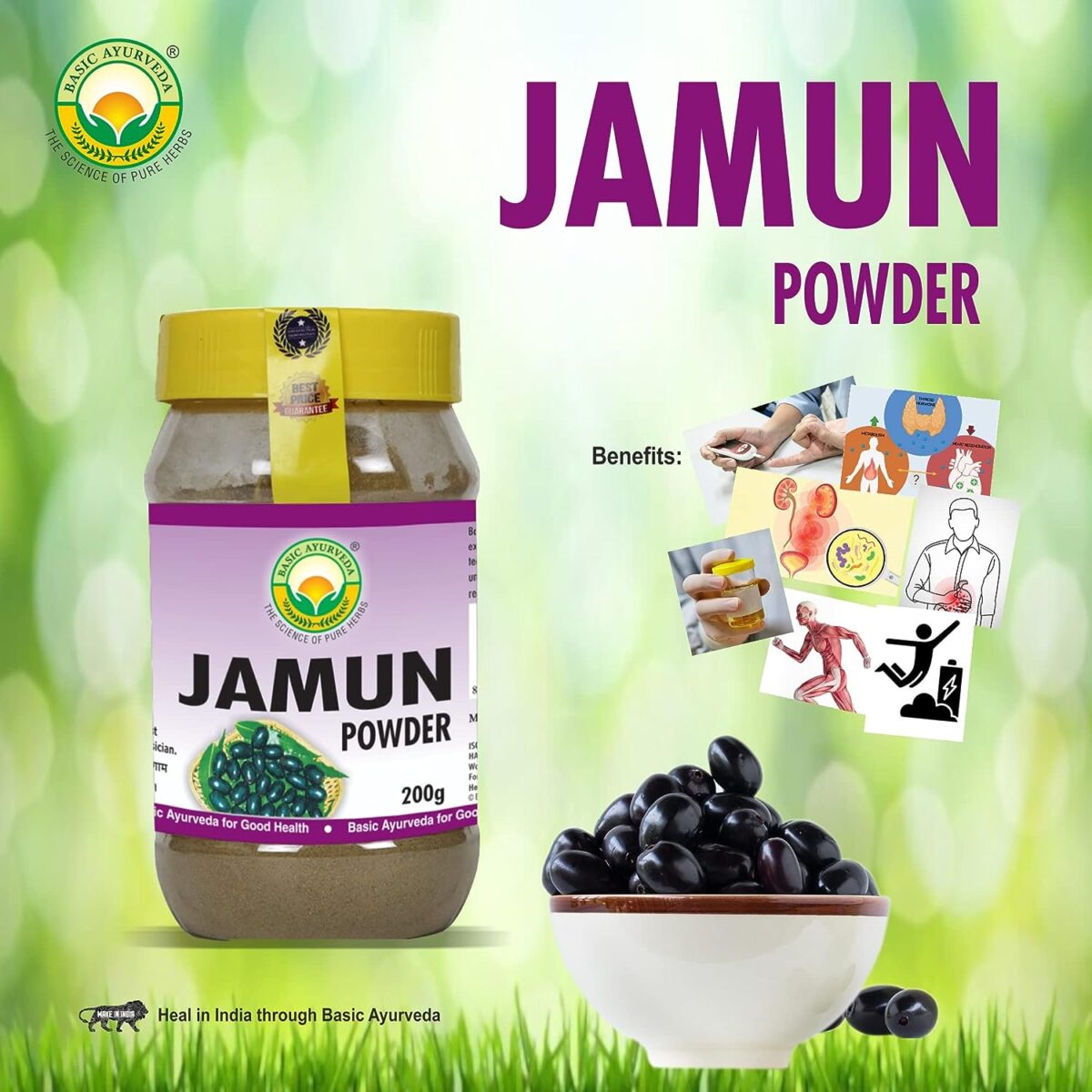 Basic Ayurveda Jamun Powde 200 gm for Digestion Diabetes Care - Image 2