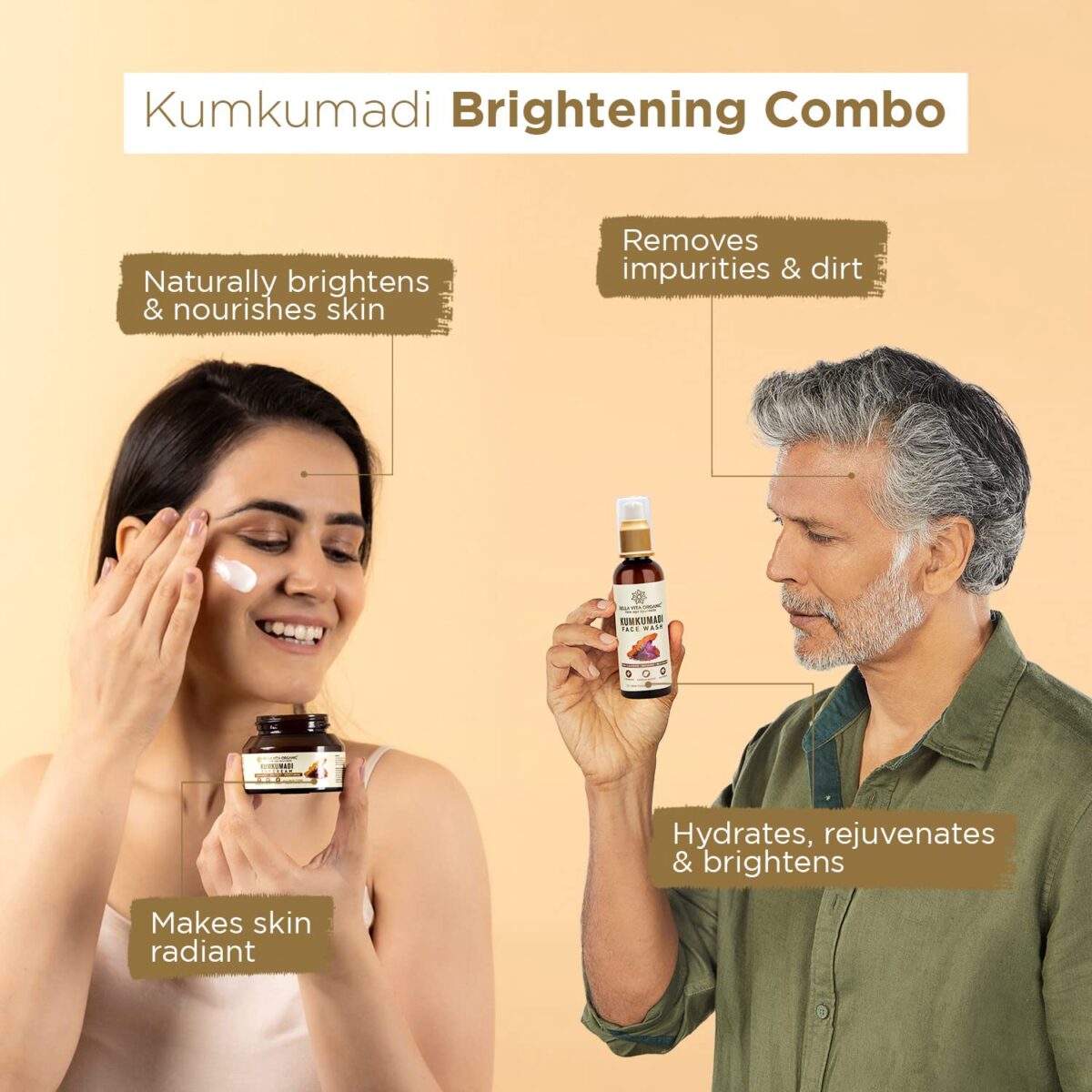 Bella Vita Organic Kumkumadi Day Care Combo Box for Healthy, Radiant & Youthful Skin I All Skin Types I Turmeric & Sandal I Includes Face Wash 100 ml & Face Cream 50 gm - Image 4