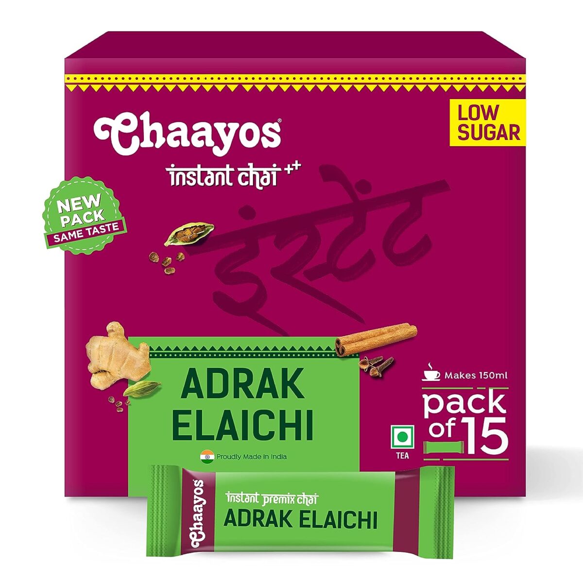 Chaayos Instant Adrak Elaichi Premix - 15 Sachets, 180g - Image 1