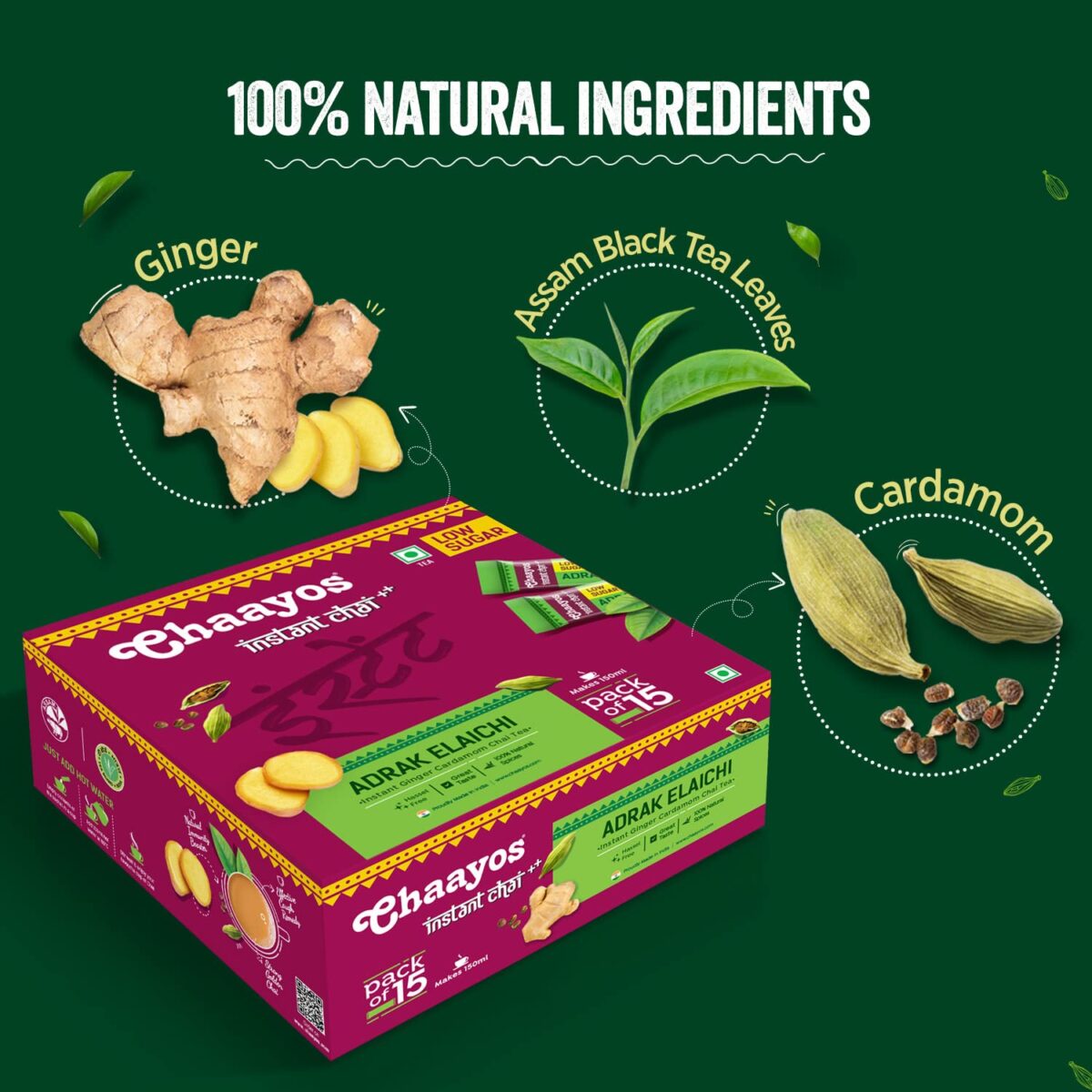 Chaayos Instant Adrak Elaichi Premix - 15 Sachets, 180g - Image 3