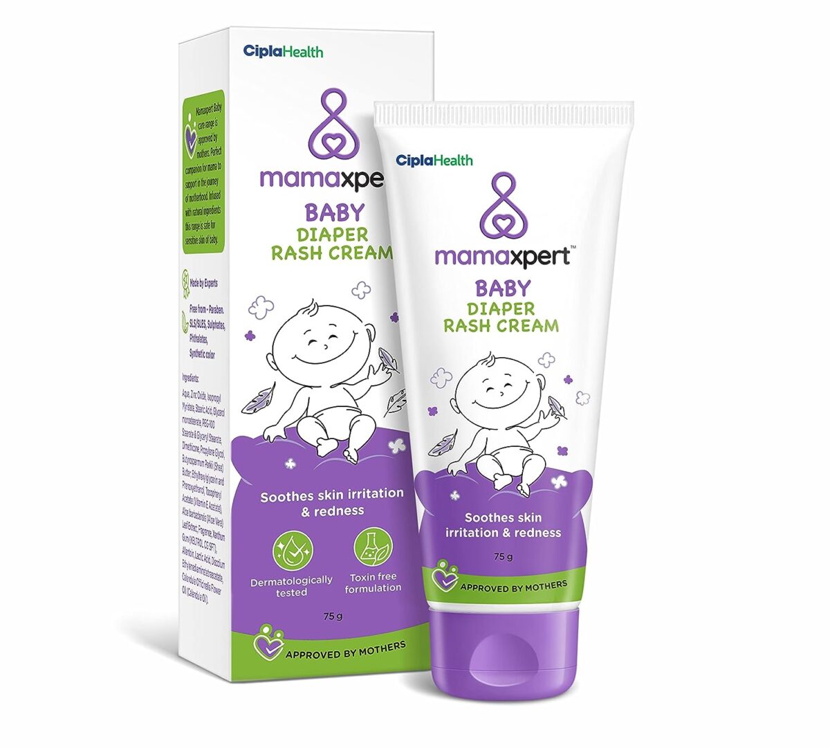 Cipla Mamaxpert Baby Diaper Rash Cream, Made by Experts, Approved by Mothers 75gm - Image 1