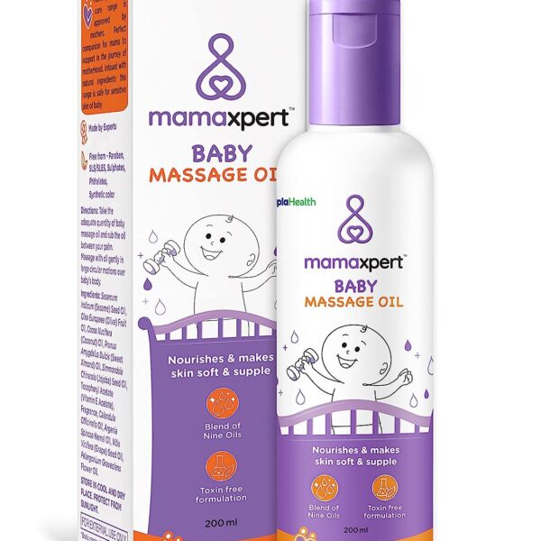 Cipla Mamaxpert Baby Massage Oil 200ml, Made by Experts, Approved by Mothers