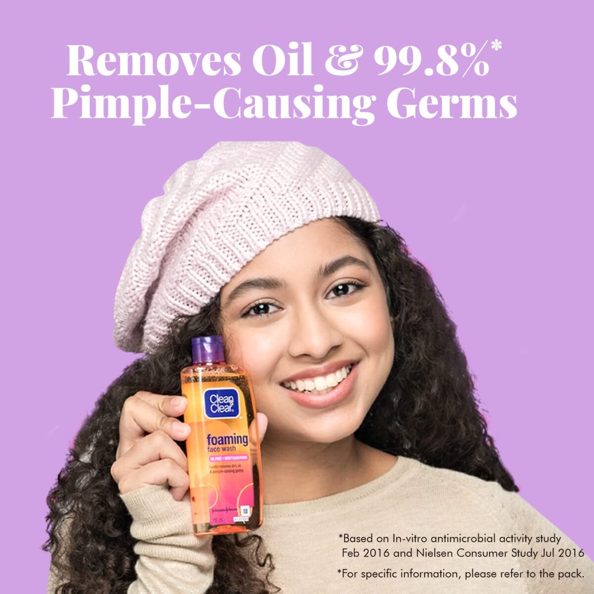 Clean & Clear Foaming Face Wash for Pimple Causing Germs | Oil-Free 150ml for pimples skin care - Image 3