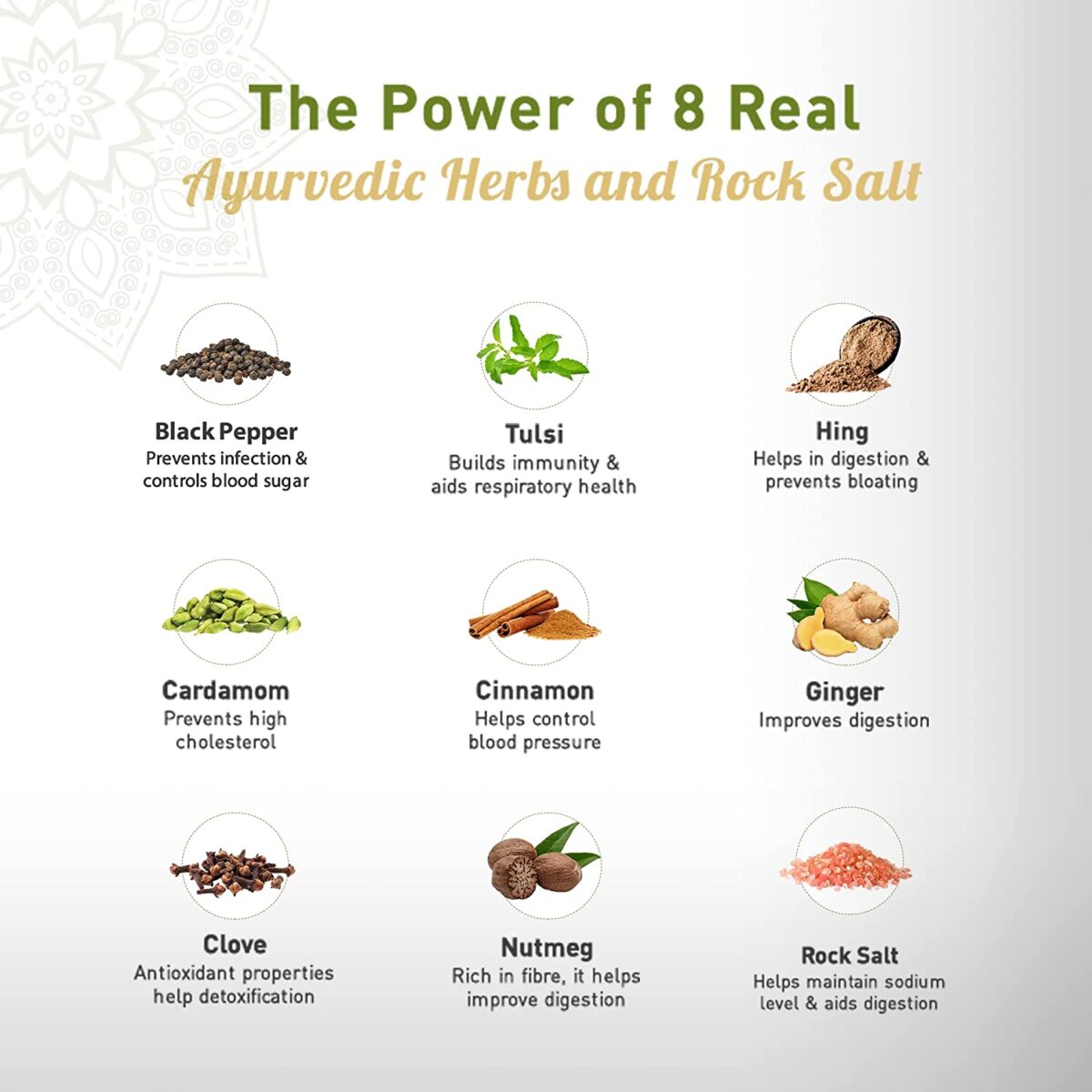 Dabur Vedic Green Tea, Detox Kahwa, 25 Teabags | 8 Real Ayurvedic Herbs and Rock Salt | Zingy, Spicy Taste | Improves Digestion - Image 3