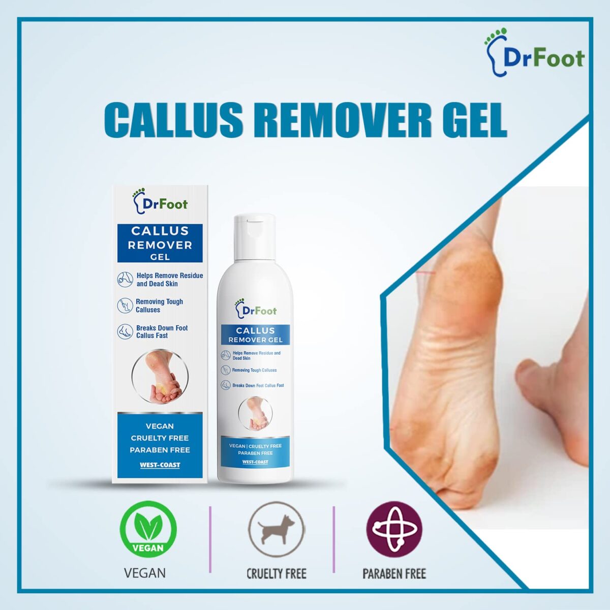 Dr Foot Callus Remover Gel Helps to remove Calluses and Corns also helps for Dry, Cracked skin with the Goodness of Urea, Tea Tree Oil, Coconut Oil, Aloe Vera Gel - 100ml - Image 3