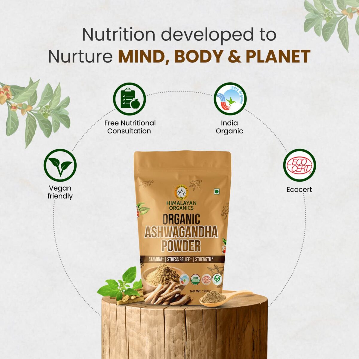 Himalayan Organics Certified Orgnaic Ashwagandha Powder With Withania Somnifera Supplement | Energy and Immunity Booster | Helps Anxiety & Stress Relief - 250 Gm - Image 3