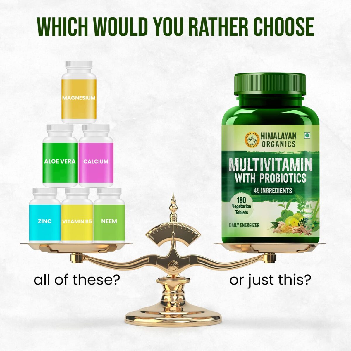 Himalayan Organics Multivitamin with Probiotics .5 Himalayan Organics Multivitamin with Probiotics - 45 Ingredients for Men And Women with Vitamin C, D, E, B3, B12, Zinc, Giloy And Biotin (180 Tablets) - Image 5