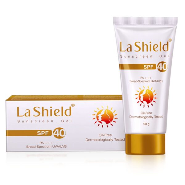 La Shield SPF 40 Sunscreen | Broad Spectrum UVA/UVB Protection Gel 50gm for sun protection skin irritation