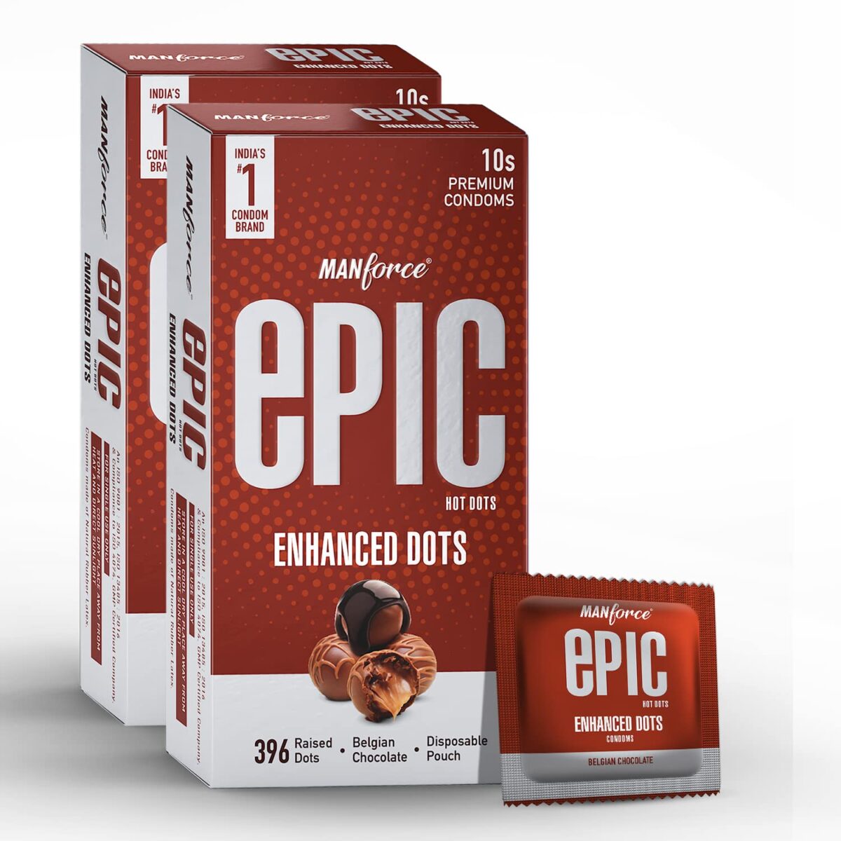 Manforce Epic Hot Dots Enhanced Dotted Premium Condom .1 Manforce Epic Hot Dots Pack, 10s (Pack of 2) - Image 1