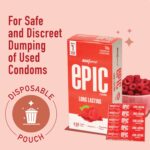 Manforce Epic Pleasure Long Lasting Premium Condoms for Men, Super Thin, Raspberry Flavour, Disposable Pouch (10 Counts) - Image 6