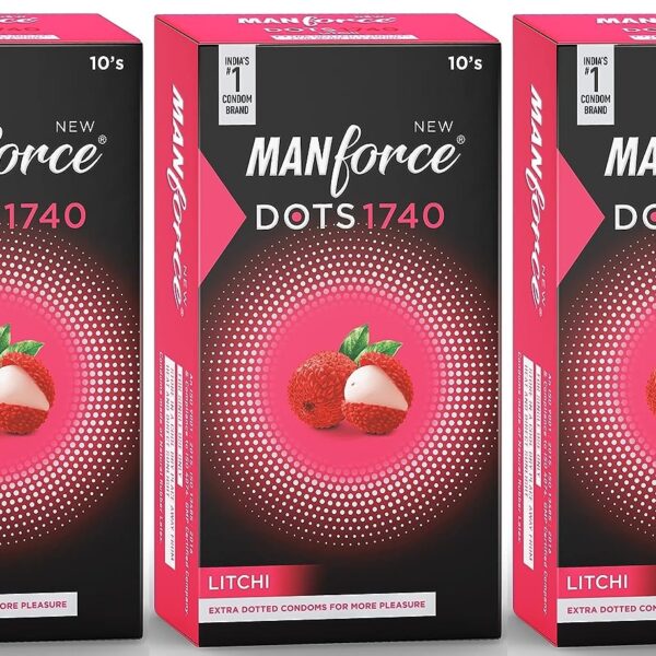 Manforce Extra Dotted Litchi Flavoured Condoms - 10 Pieces (Pack of 3)