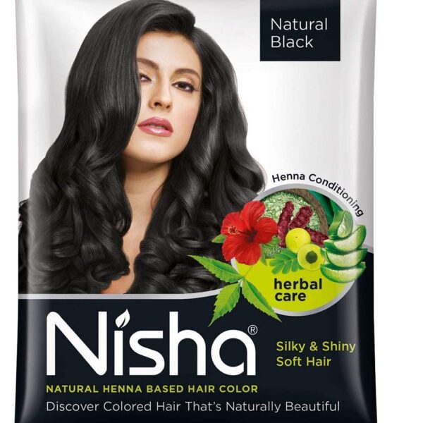 Nisha Natural Colour Hair Henna Powder (Black, 10 gm) - Pack of 10