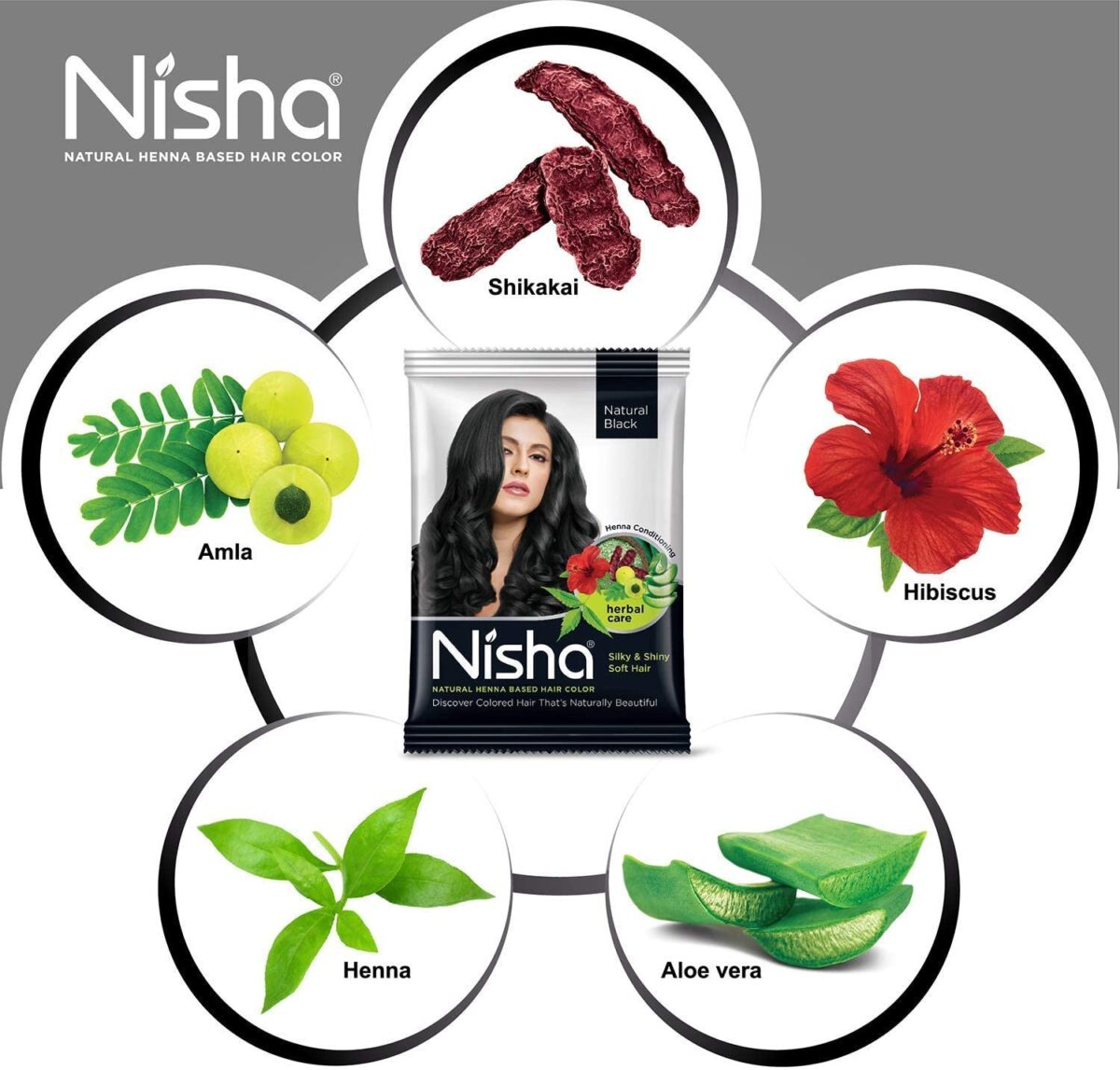 (PACK OF 10 ) NISHA hair henna (NATURAL Brown) 15 gm - Image 5