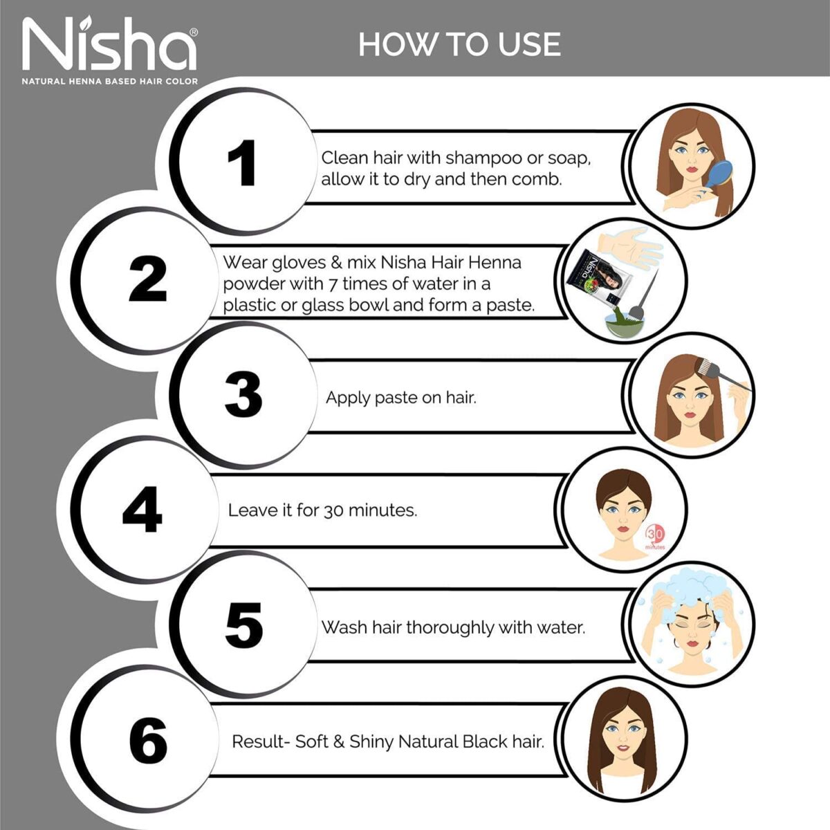 (PACK OF 10 ) NISHA hair henna (NATURAL Brown) 15 gm - Image 7