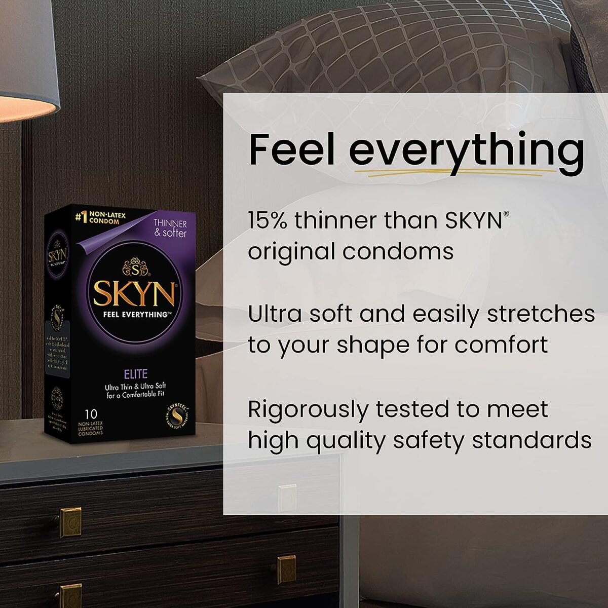 Skyn Elite super soft ultra thin condom with skynfeel technology designed to provide exceptionally sensual feeling- 10 count - Image 3