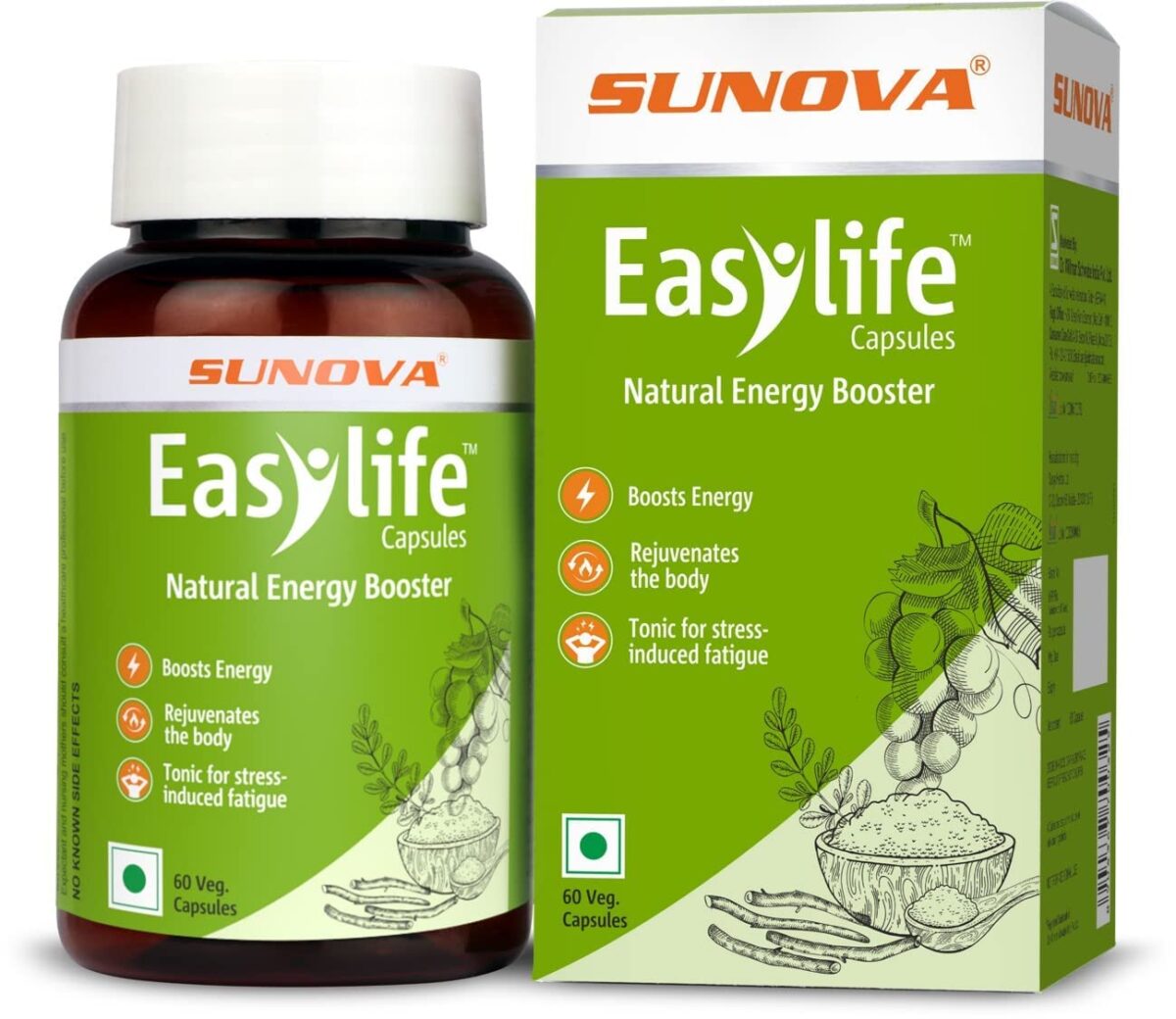 Sunova Easylife - Daily use Multivitamin , Natural Energy Booster, manages fatigue and provides energy to body (60 capsules x 2) - Image 1