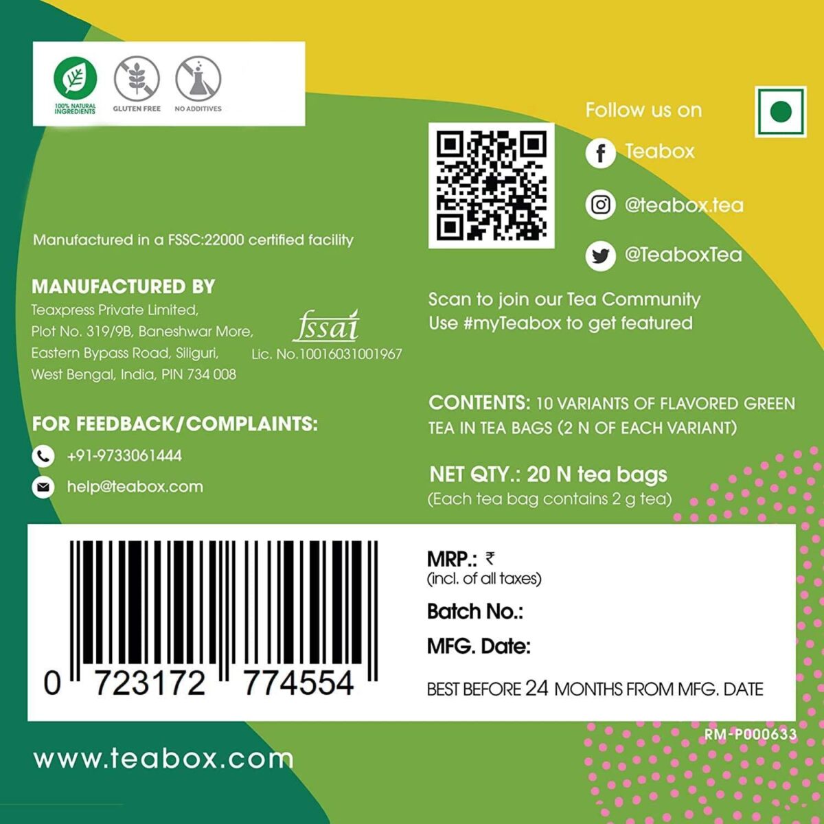 Teabox Assorted Green Tea Bags 20 pcs | 100% Natural Immunity Boosting Sampler Pack | USDA Certified Organic Green Tea | 2 Teabags of 10 Flavours Each - Image 7