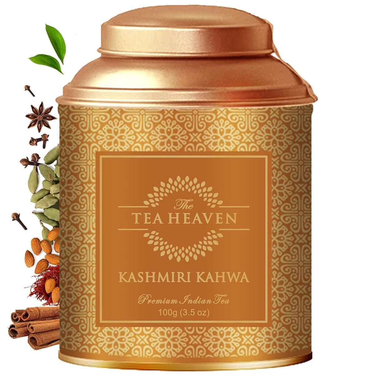 The Tea Heaven | Tea Gift - Kashmiri Kahwa| 100 Grams | Tea Gift Pack-Blended with Saffron, Almonds, Spices -100 % Natural Ingredients - Image 1