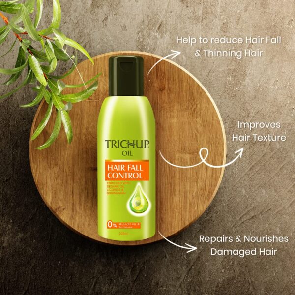 Trichup Hair Fall Control Hair Oil - Enriched Amla, Licorice & Bhringaraj - Repairs & Nourishes Damaged Hair (200ml)