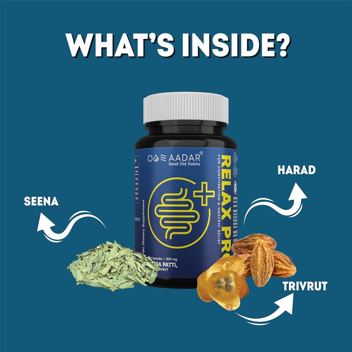 AADAR RELAX PRO | Ayurvedic Natural Laxative For Fast Constipation Relief & Gastric Troubles | Improves Digestion & Regulates Bowel Movement | 60 Capsules - Image 3