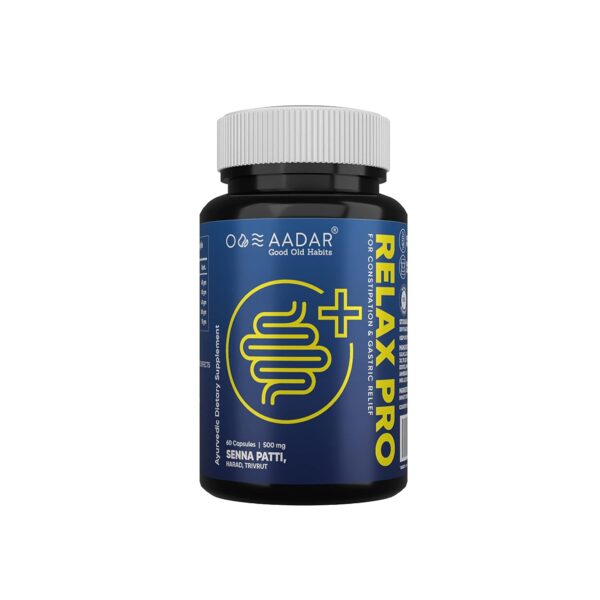 AADAR RELAX PRO | Ayurvedic Natural Laxative For Fast Constipation Relief & Gastric Troubles | Improves Digestion & Regulates Bowel Movement | 60 Capsules