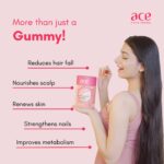 Ace Nutrimony Biotin Gummies for Hair Growth, Glowing Skin & Strong Nails with Keranat -Clinically proven Ingredient, Beauty Hair Gummies for Women & Men with Multivitamin, Sugar Free -30 Days Pack (60 Gummies) - Image 2