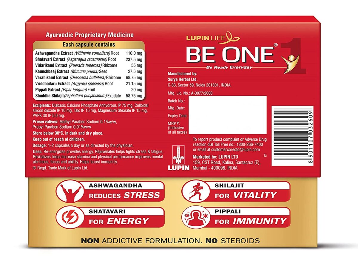 BE ONE 100% Ayurvedic Energy and Immunity Health Supplement, Pack of 30 capsules - Image 2