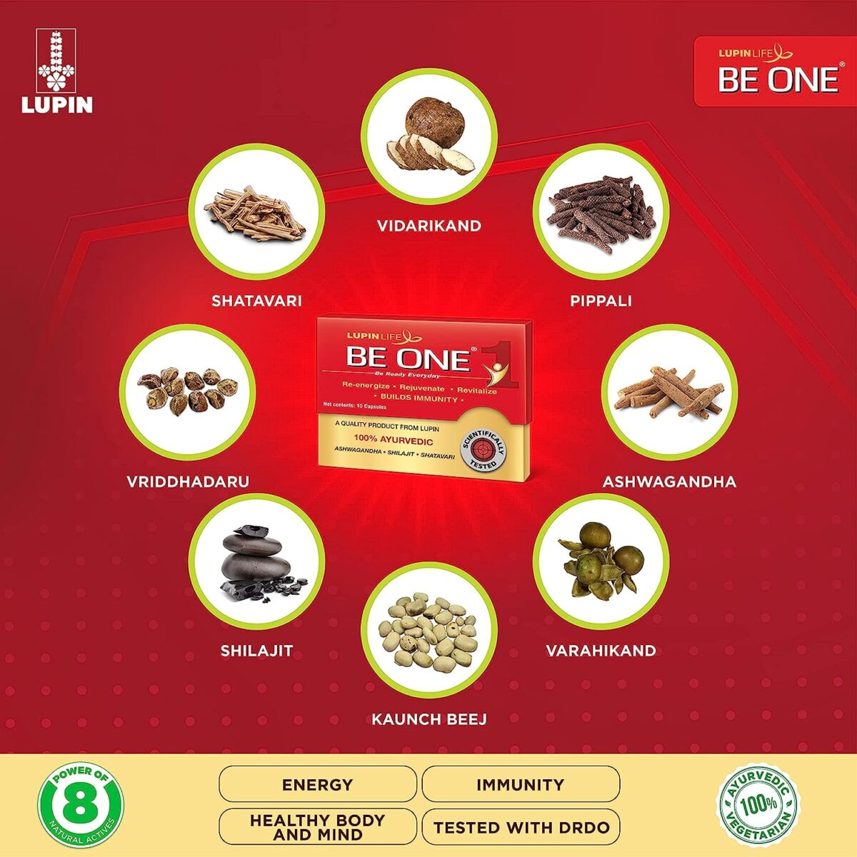 BE ONE 100% Ayurvedic Energy and Immunity Health Supplement, Pack of 30 capsules - Image 3