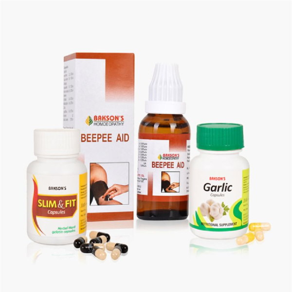Bakson Homeopathic Blood Pressure Combo Pack (Slim & Fit + Garlic + Beepee Aid)