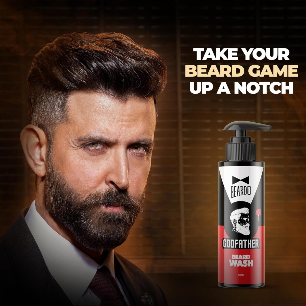 Beardo Godfather Beard Wash for men | Aromatic, Woody Scent | Purifying & Hydrating Beard and Skin Cleaner with Avocado Oil, Argan Oil 100ml - Image 2