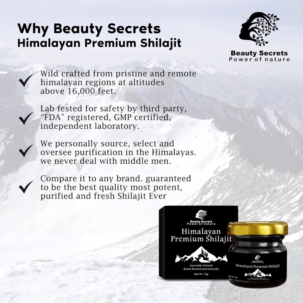 Beauty Secrets Pure Himalayan Ayurvedic Shudh Raw Shilajit Resin (Shilajeet Original) for Men & Women | Boosts Strength, Performance, Immunity, Focus & Metabolism | Purified and Filtered 20 Gms - Image 2