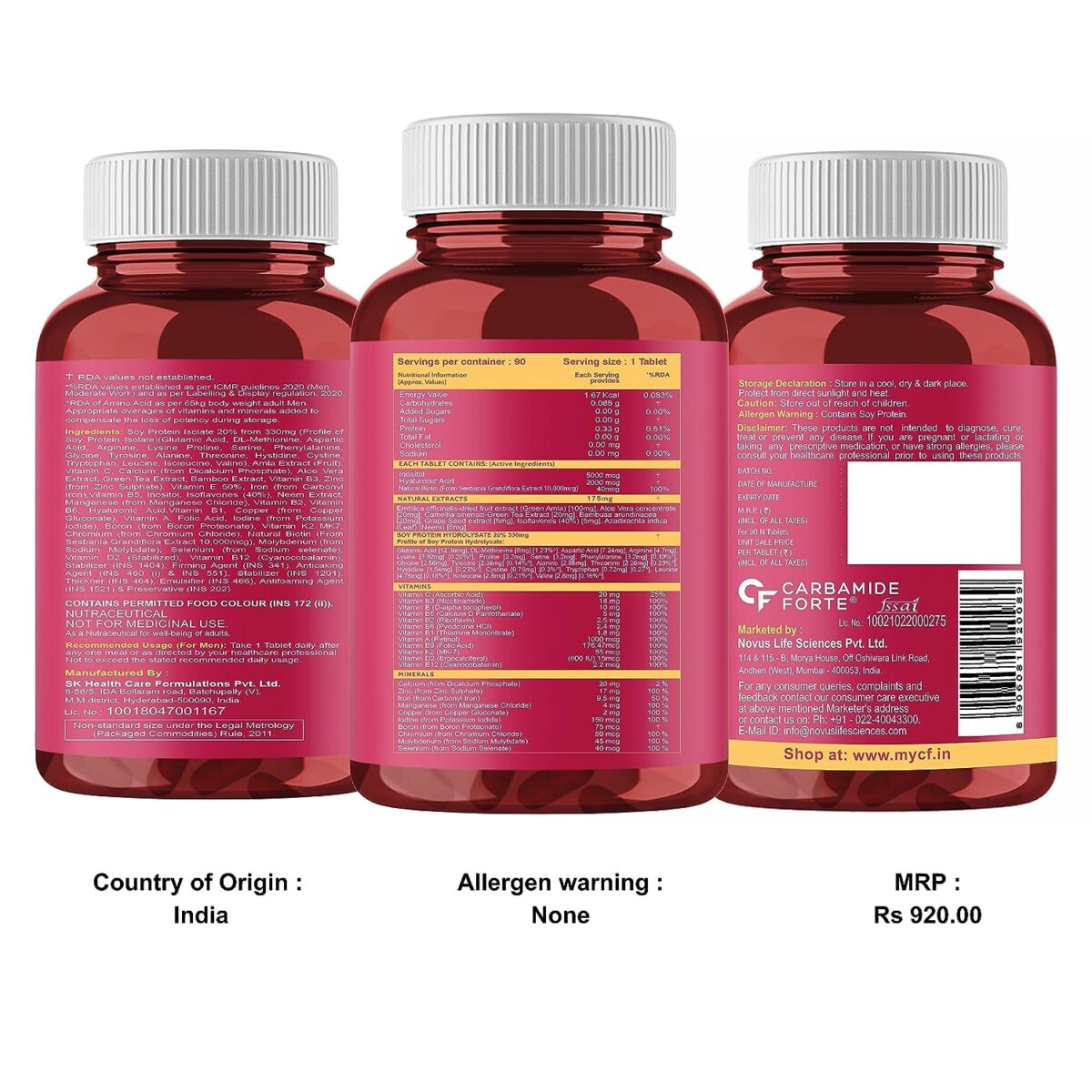 Carbamide Forte Biotin Supplement with 50 Multivitamin Ingredients for Women & Men - 90 Veg Tablets - Image 7