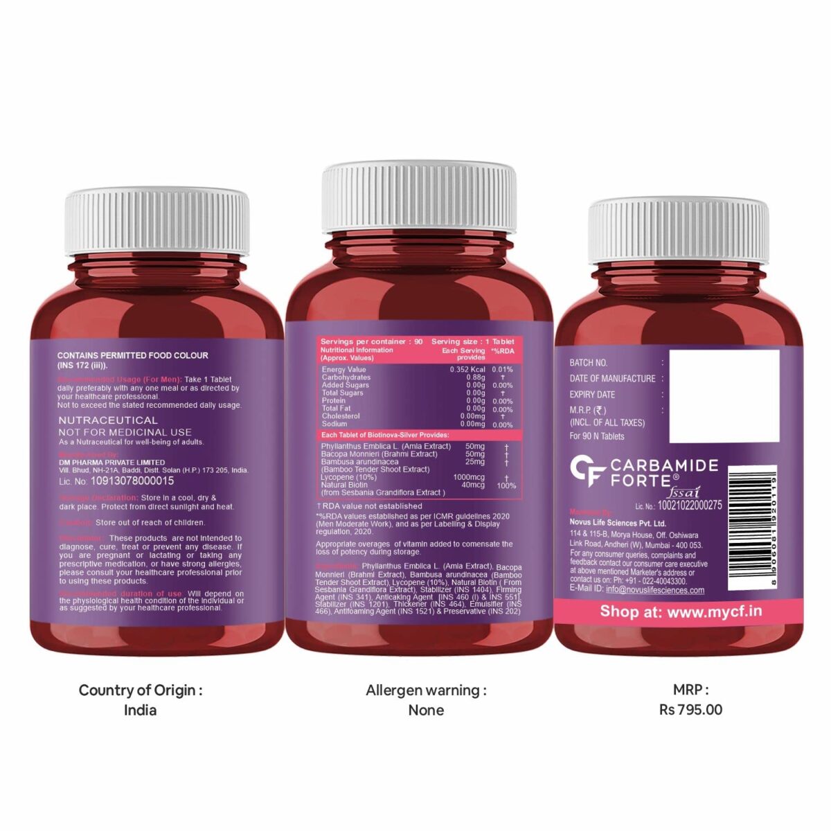 Carbamide Forte Biotin for Hair Growth with Amla, Brahmi & Bamboo Extract - 90 Veg Tablets - Image 10