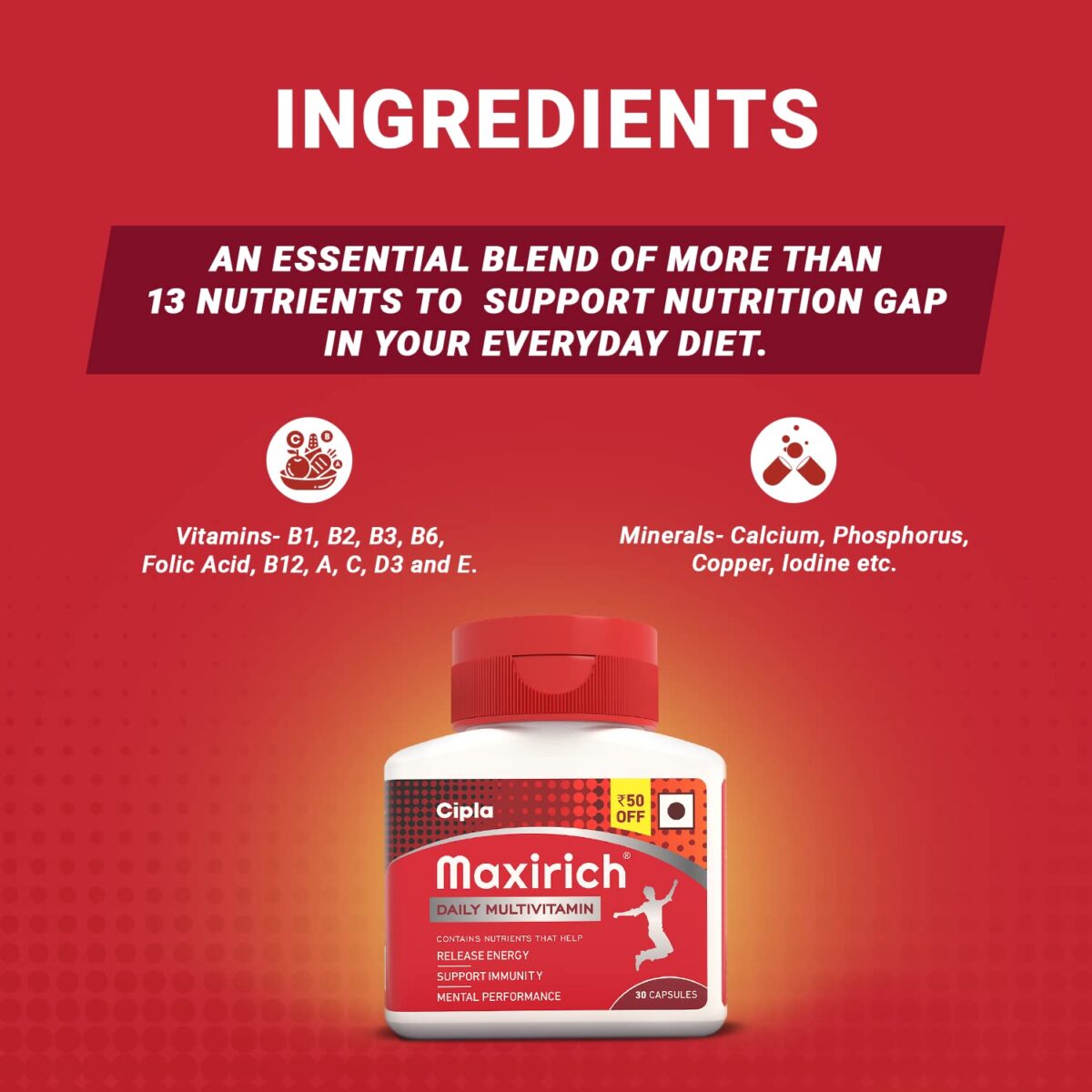 Cipla Maxirich Daily Multivitamin (30 Softgels) For Men & Women - Image 4