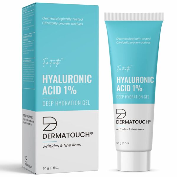 DERMATOUCH 1% Hyaluronic Acid Gel Deep Hydration | Glowing Skin, Wrinkles & Fine Lines, Ultra light Serum Replacement gel - 30G
