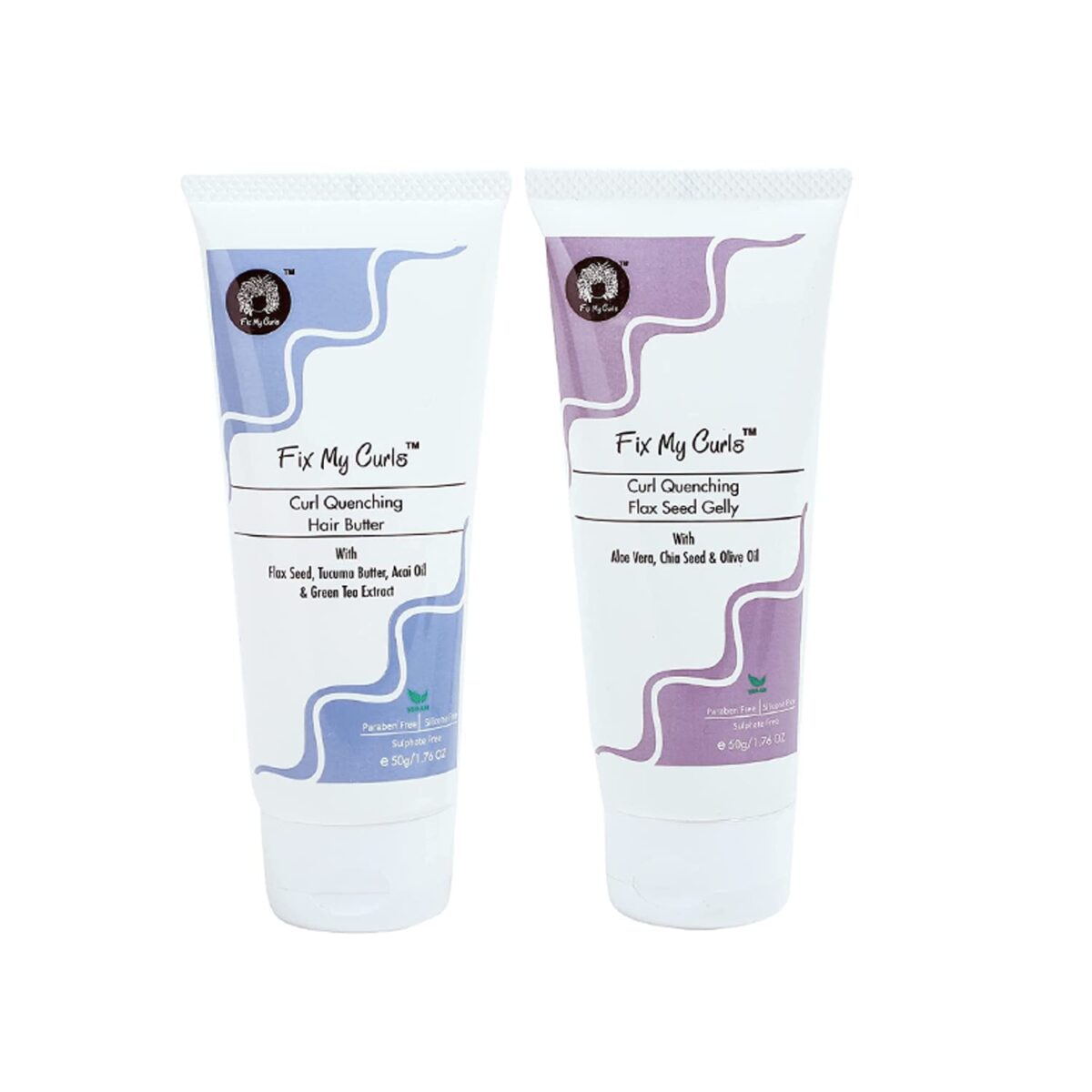 Fix My Curls Curl Quenching Moisture Styling Duo | Curly And Wavy Hair | Enriched With Aloe Vera and Flax Seed | Moisture and Definition| Frizz Control | 50g each - Image 1