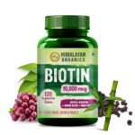 HIMALAYAN ORGANICS Biotin 10000 MCG Supplement For Men And Women With Keratin+Amino Acids+Multivitamin For Healthy Hair, Skin & Nails -120 Vegetarian Tablets