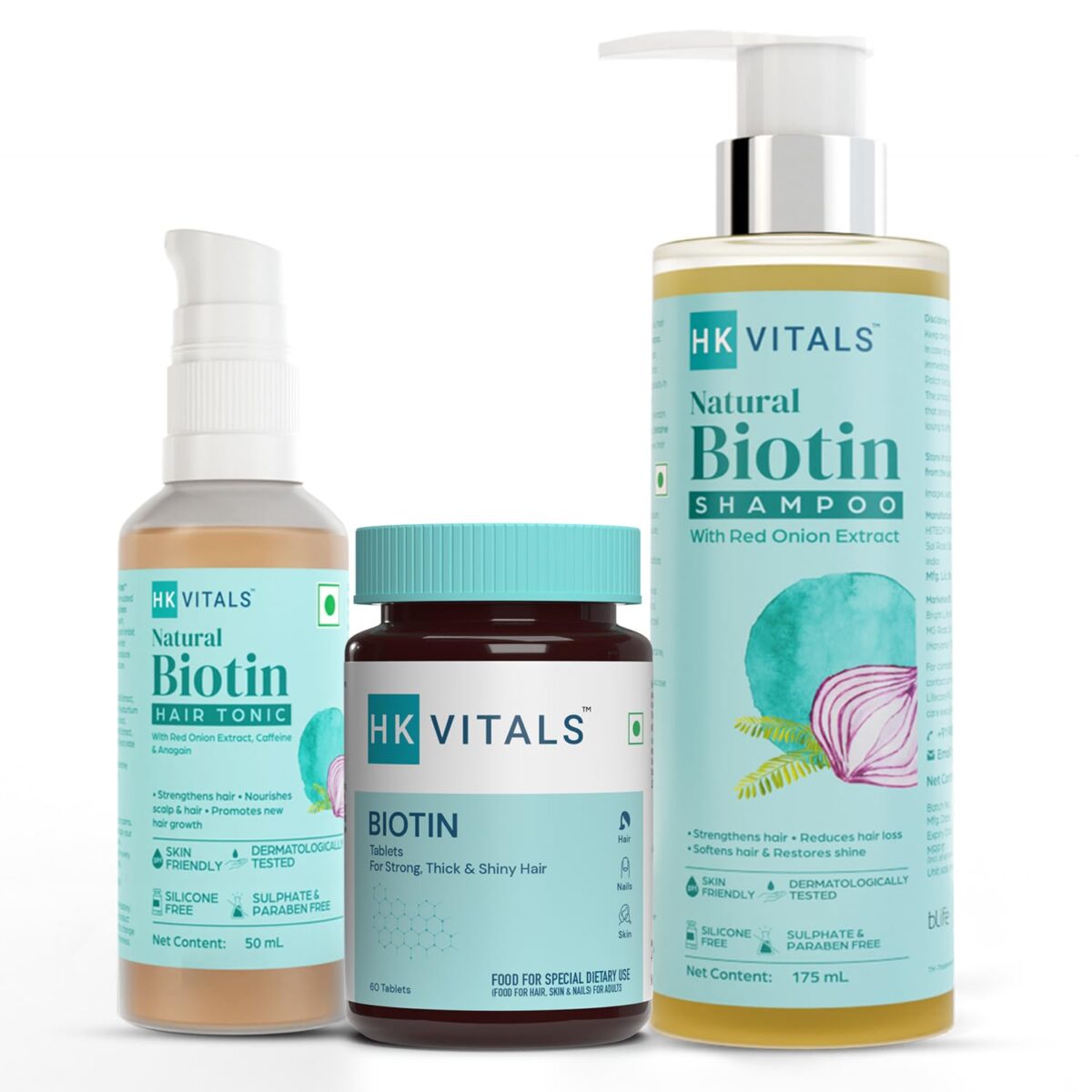 HealthKart HK Vitals Biotin, 60 Tablets with Biotin Shampoo, 175 ml & Hair Tonic, 50 ml (Combo Pack) .1 HealthKart HK Vitals Biotin, 60 Tablets with Biotin Shampoo, 175 ml & Hair Tonic, 50 ml (Combo Pack) - Image 1