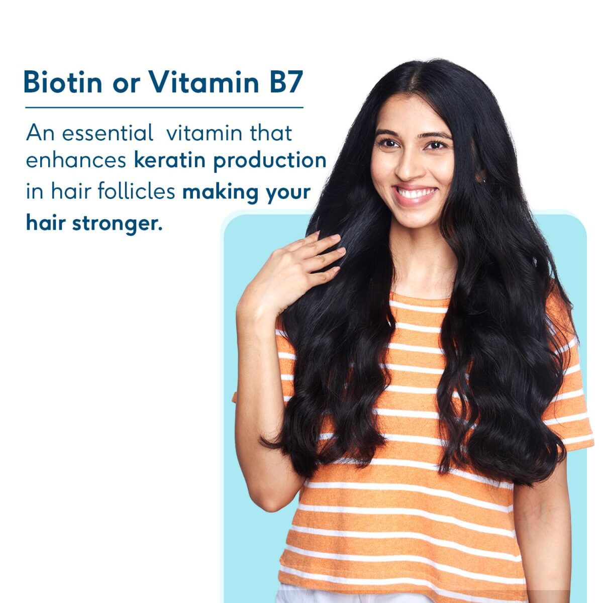 HealthKart HK Vitals Biotin, Supplement for Hair Growth, Strong Hair and Glowing Skin, Fights Nail Brittleness, 90 Biotin Tablets - Image 3