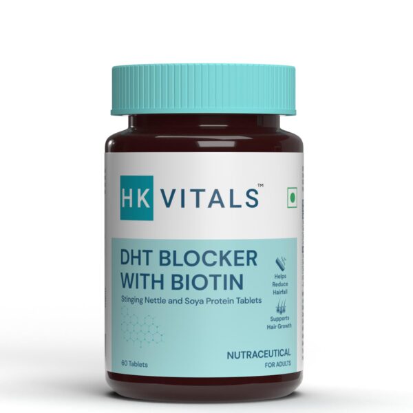 HealthKart HK Vitals DHT Blocker with Biotin, Stinging Nettle and Soya Protein, Helps Reduce Hair Fall, Stimulates Hair Growth, Pack of 60 Tablets
