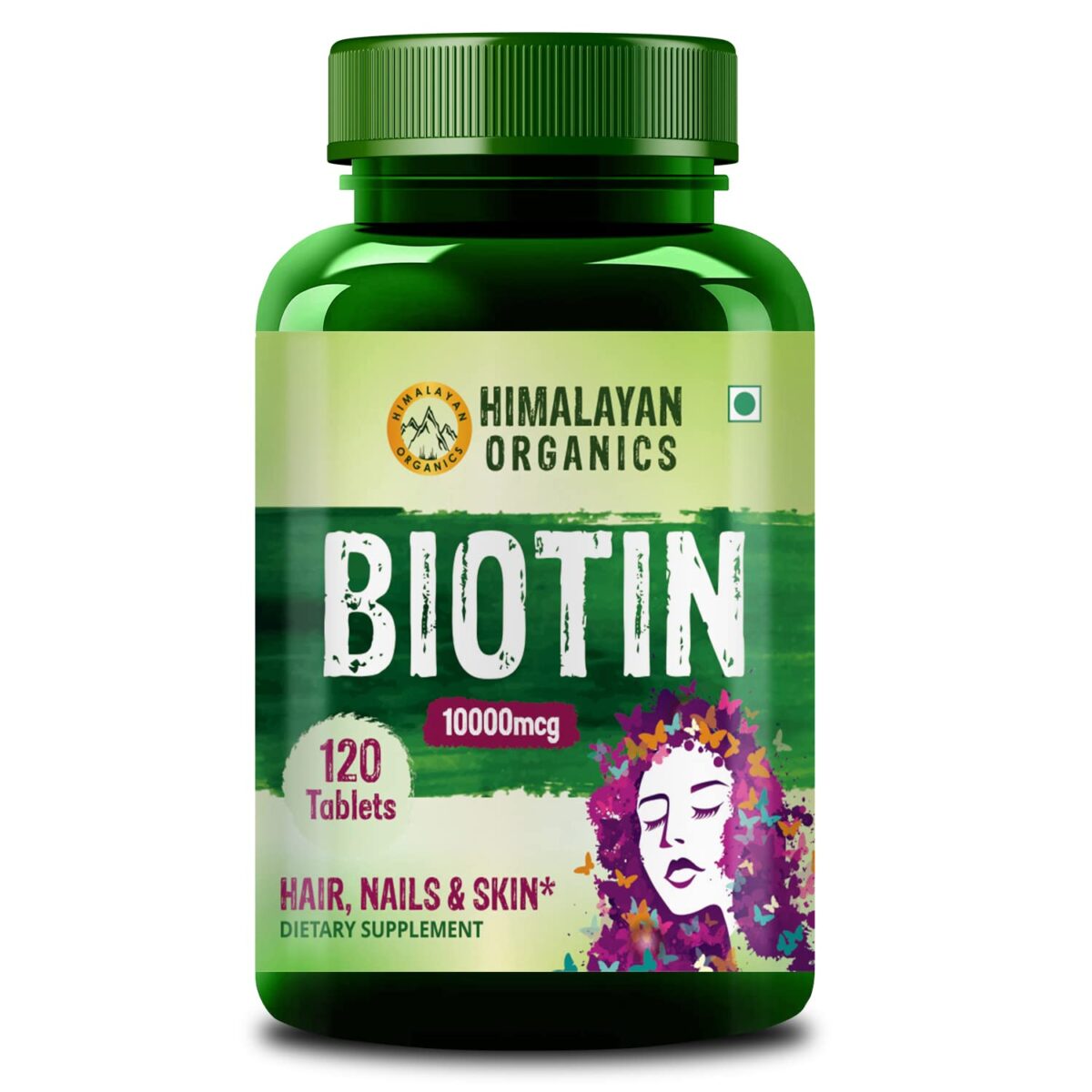 Himalayan Organics Biotin 10000mcg for Hair Growth Tablets - 120 .1 Himalayan Organics Biotin 10000mcg for Hair Growth Tablets - 120 - Image 1