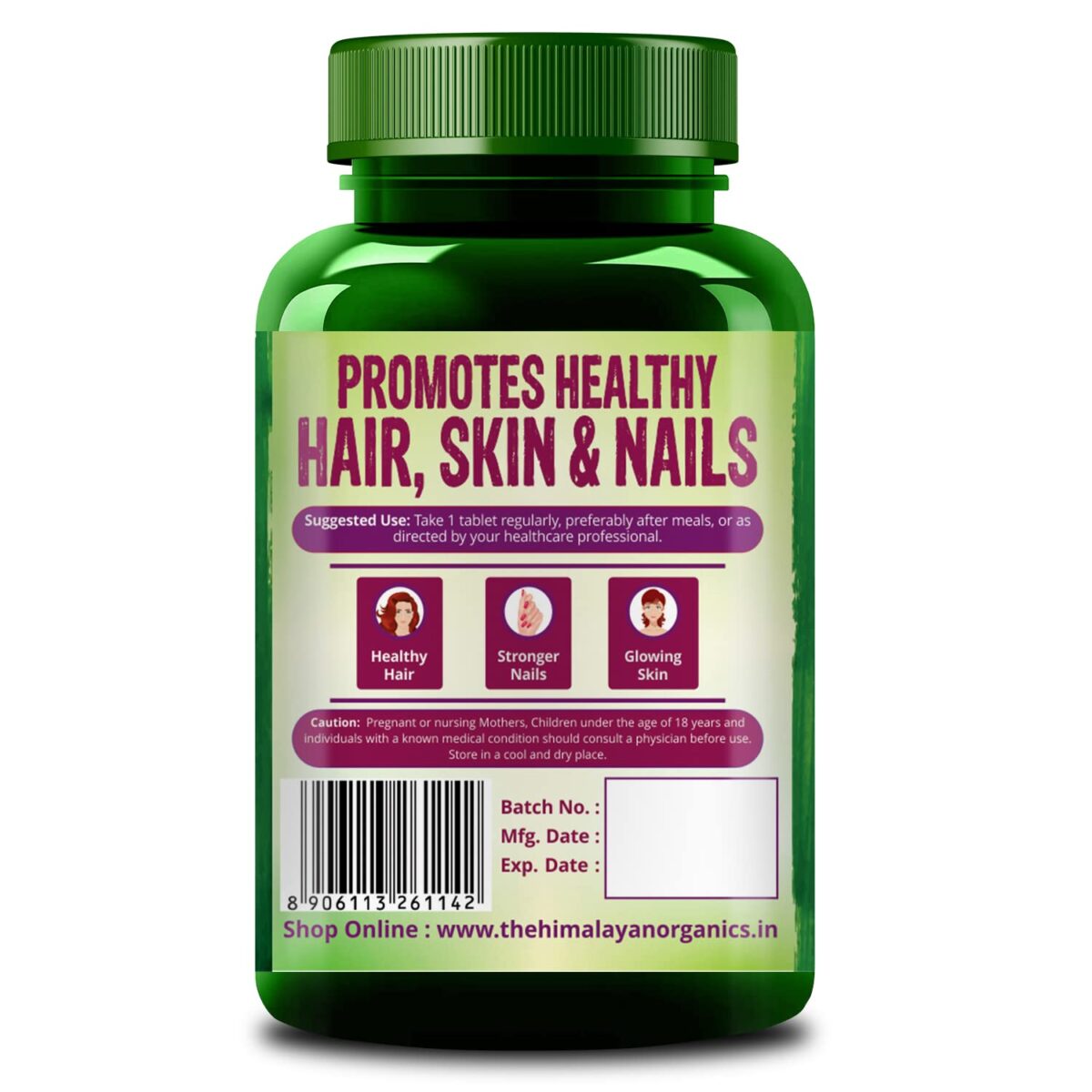 Himalayan Organics Biotin 10000mcg for Hair Growth Tablets - 120 .2 Himalayan Organics Biotin 10000mcg for Hair Growth Tablets - 120 - Image 2