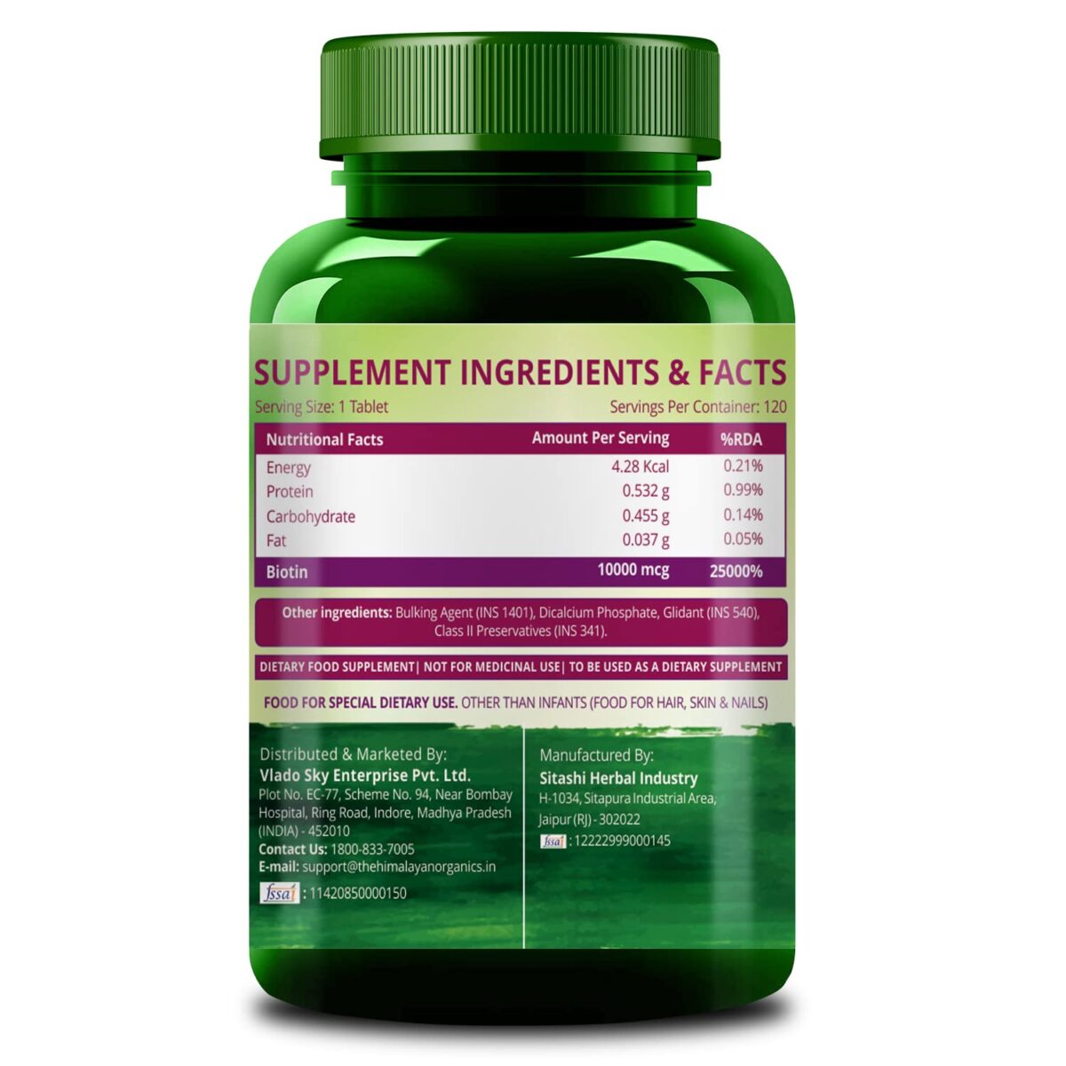 Himalayan Organics Biotin 10000mcg for Hair Growth Tablets - 120 .3 Himalayan Organics Biotin 10000mcg for Hair Growth Tablets - 120 - Image 3