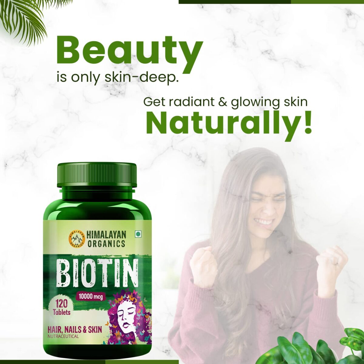 Himalayan Organics Biotin 10000mcg for Hair Growth Tablets - 120 .6 Himalayan Organics Biotin 10000mcg for Hair Growth Tablets - 120 - Image 5