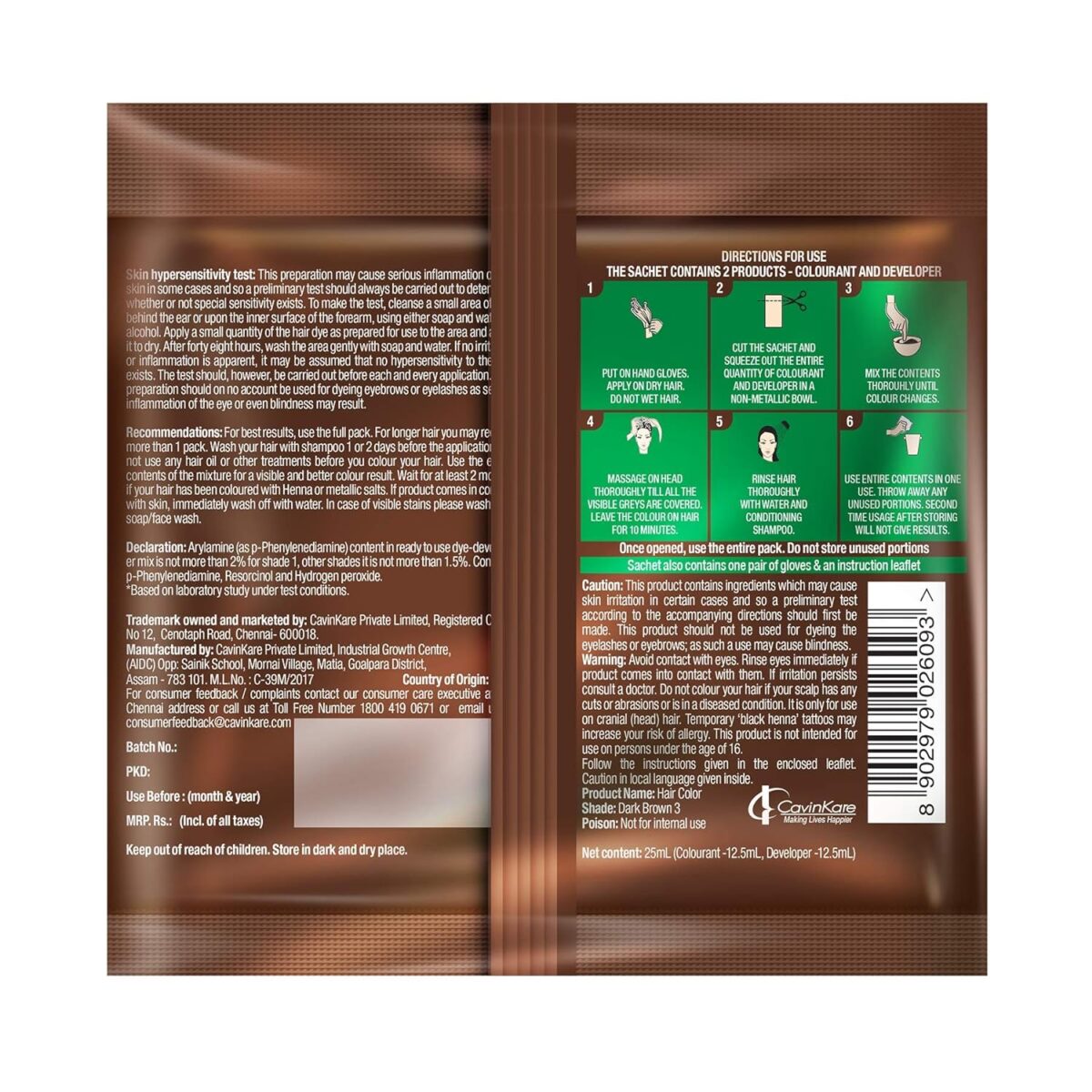 Indica Easy Hair Color Dark Brown (25ml) x 5 PC - Image 2