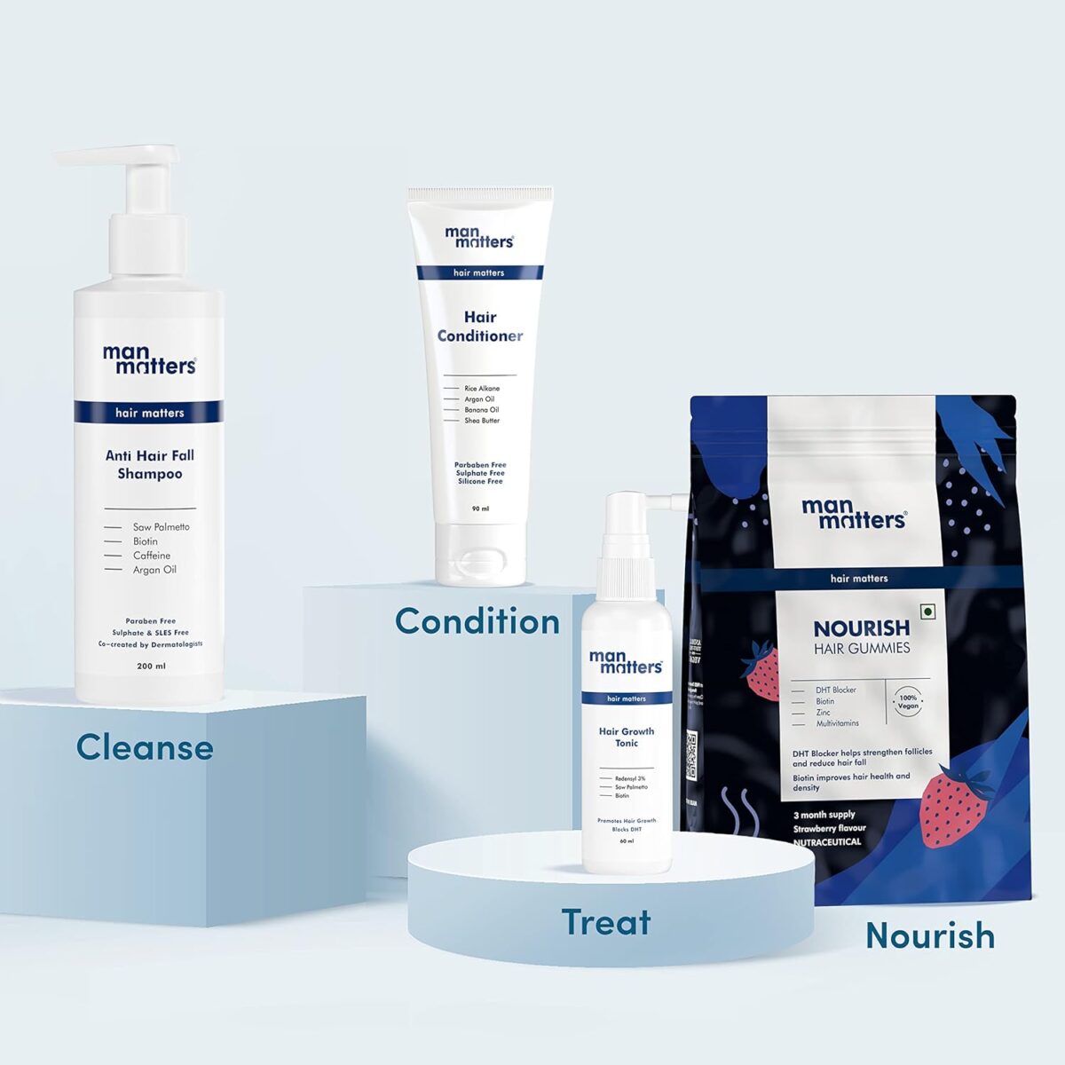 Man Matters DHT Blocker Biotin Gummies for Hair & Beard | 90 Day Pack | Effectively Blocks DHT | With Biotin Vitamin A, C, E & Zinc | For Healthy & Strong Hair | Strawberry Flavored |100% Vegetarian - Image 7