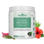 Neuherbs Plant Based Hair Biotin 10000mcg Supplement with DHT-Blocker & Omega-3 | Sesbania, Hibiscus, Rosemary extract, and black pepper | For Hair Growth , Hair Fall Control - 125 g ( Powder ) | Blackberry Flavoured / Great Taste