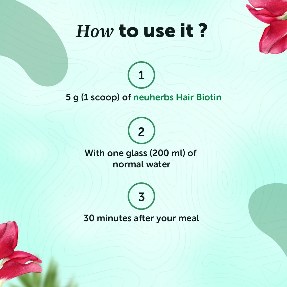 Neuherbs Plant Based Hair Biotin 10000mcg Supplement with DHT-Blocker & Omega-3 | Sesbania, Hibiscus, Rosemary extract, and black pepper | For Hair Growth , Hair Fall Control - 125 g ( Powder ) | Blackberry Flavoured / Great Taste - Image 6