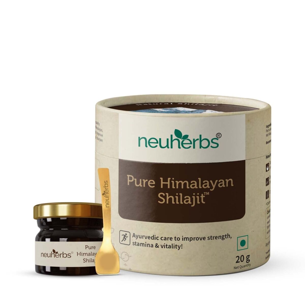 Neuherbs Pure & Original 100% Ayurvedic Himalayan Shilajit Shilajeet Resin 20g 1 Neuherbs Pure & Original 100% Ayurvedic Himalayan Shilajit/Shilajeet Resin 20g With 75% Fulvic Acid - For Endurance, Stamina and strength | Lab Tested - Image 1