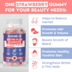 Nutrabud Biotin Hair Gummies For Women, Men | No Added Sugar | For Healthy Hair Growth, Skin Glow & Strong Nails | Strawberry Flavor Vegan Gummy Bear Supplement - 60 Count (Pack of 1) - Image 3